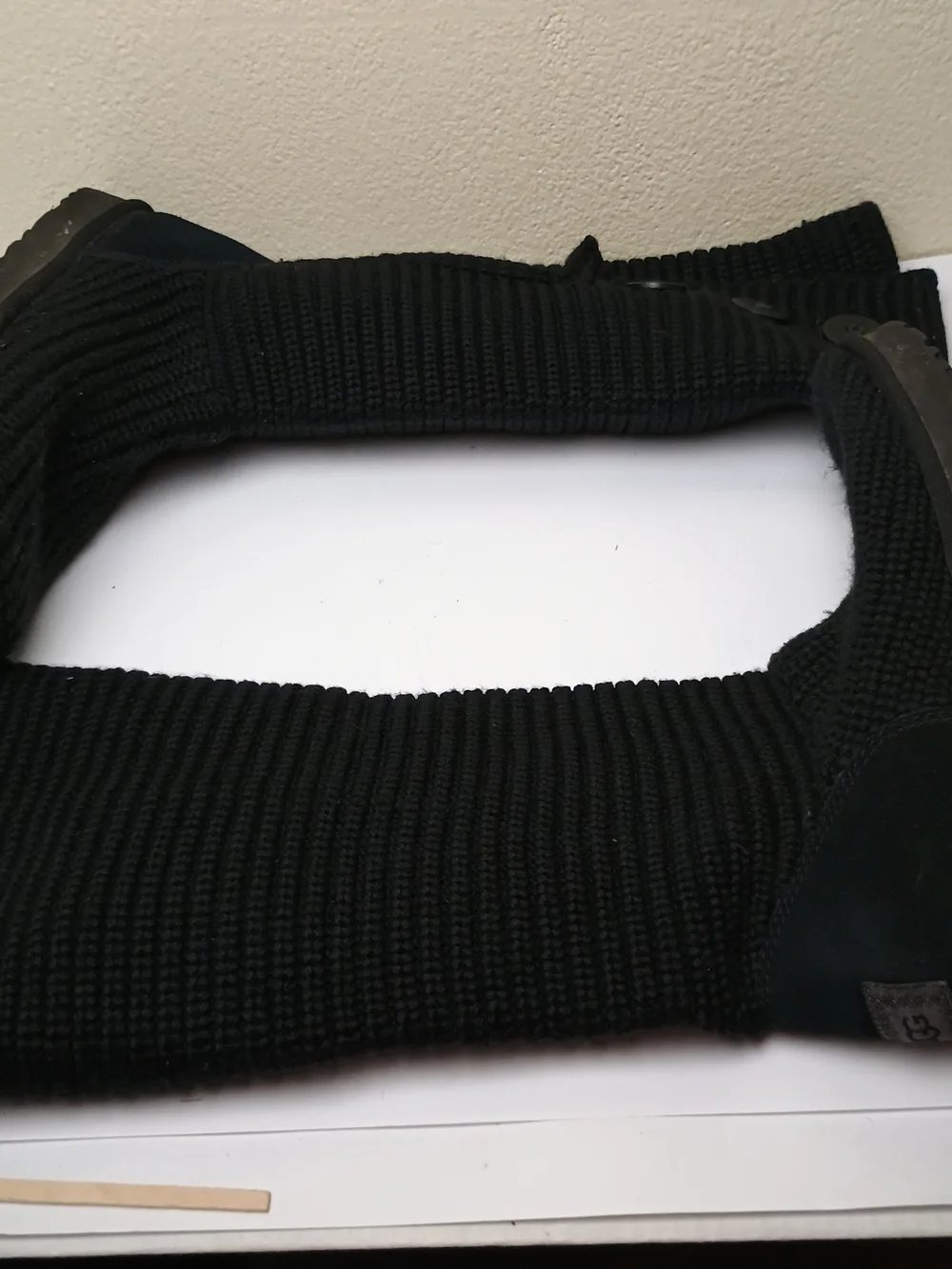 UGG Classic Cardy 10 Black Knit Fold-Over Women's Winter Boots Chunky Sweater Kn